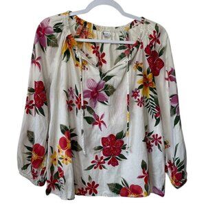 Old Navy White V-Neck 3/4 Sleeve Blouse, Small